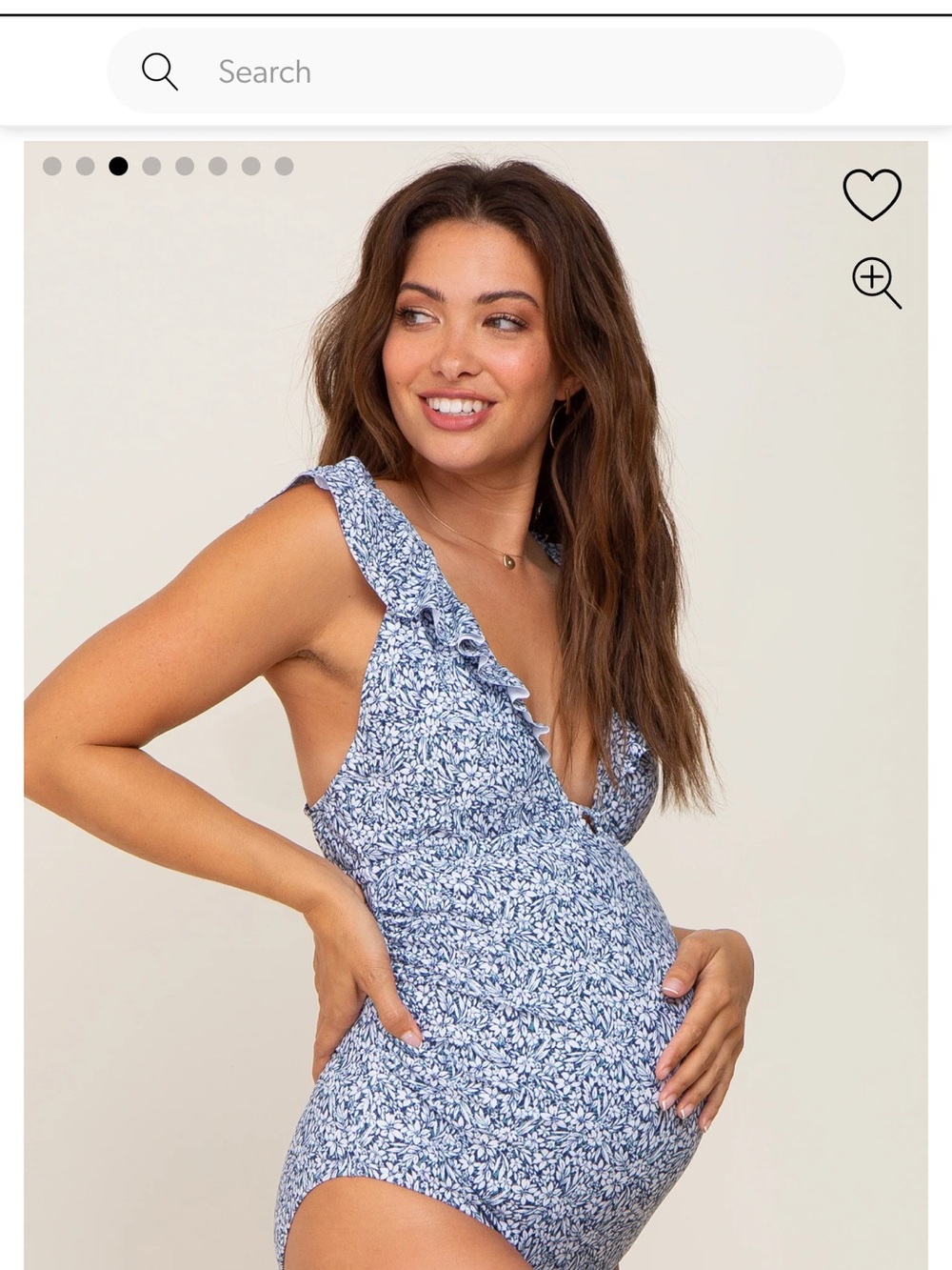 Blue Floral Maternity Ruffle One-Piece Swimsuit